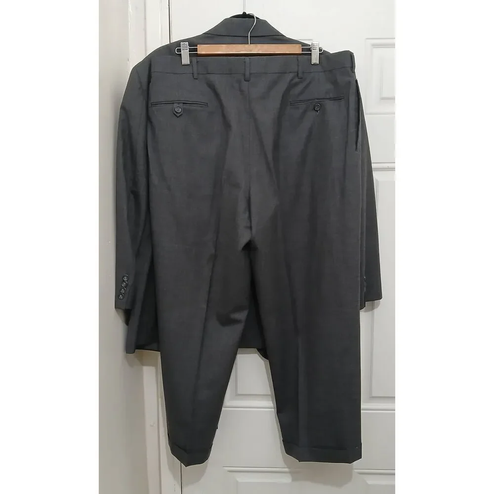 Vintage polo ralph lauren mens 44 Short blazer virgin wool 38S pants suit gray
